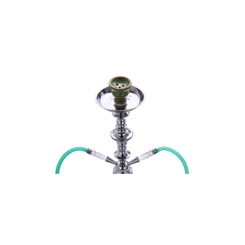 Verre à chicha  2 tuyaux  55 cm –  Motif "Zoumi" - vert