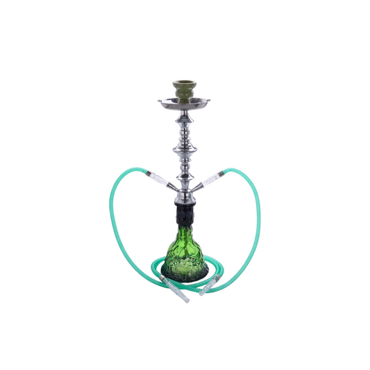 Verre à chicha  2 tuyaux  55 cm –  Motif "Zoumi" - vert