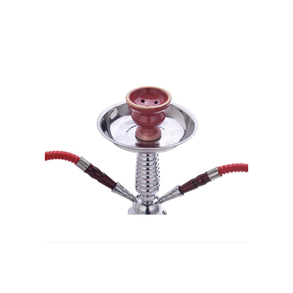 Chicha à Verre  2 tuyaux  38 cm –  Motif "Khouribga cassé" - rouge