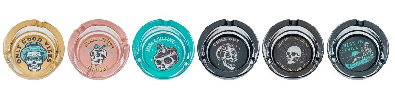 cendriers ronds en verre design "Skulls"